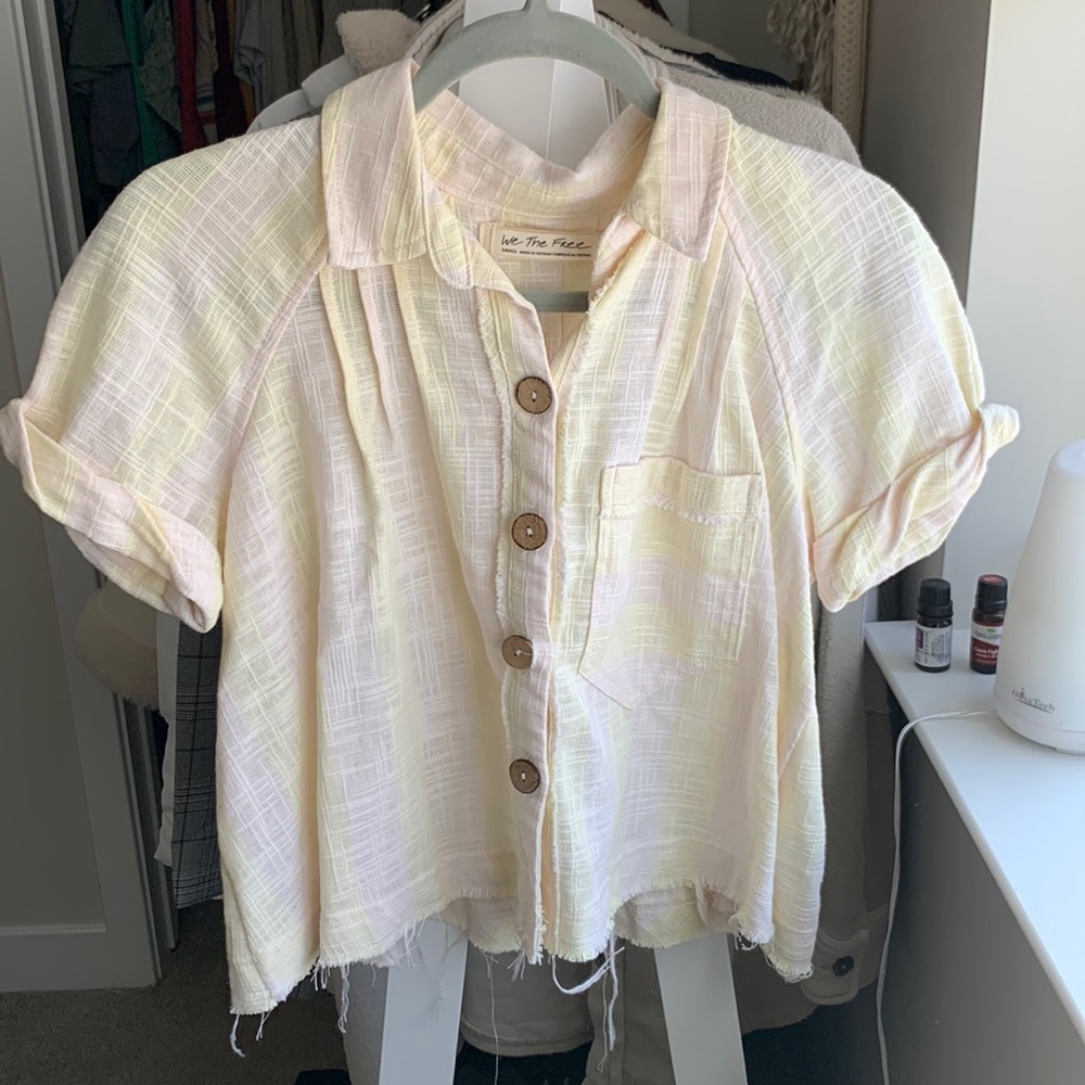 Free people button up short sleeve shirt